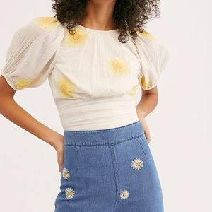 NWT Free People My Girl Embroidered Blouse Medium
